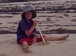 Luke on beach at Great Sale Cay, Bahamas