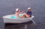Joel and Kristina rowing the Walker Bay dinghy