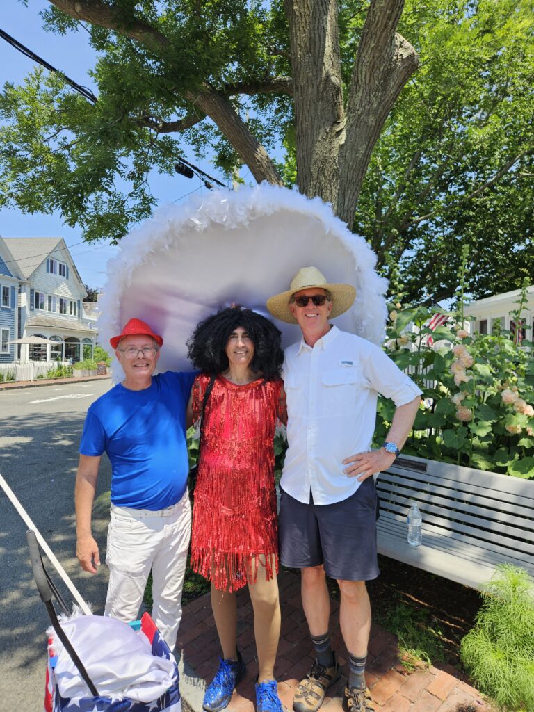 Adrian posing with denizens of P-Town
